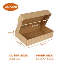 PHAREGE 9x6x2 inch Shipping Boxes Bulk 25 Pack Brown, Tab Lock Tuck Top Mailer Boxes for Packaging Small Business, Small Cardboard Gift Boxes for Wrapping Mailing Present