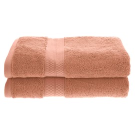 SUPERIOR 2-Piece Bath Towel Set, Soft Rayon from Bamboo, Quick Dry, Salmon (650GSM BATH SA)