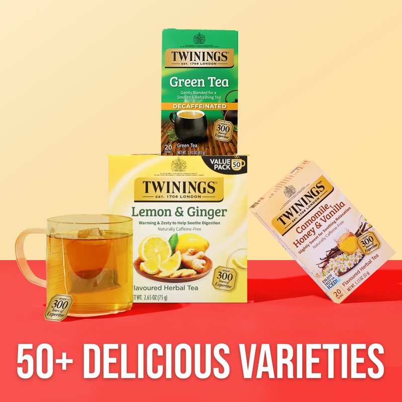 Twinings Decaffeinated Green Tea Individually Wrapped Bags, 20 Count (Pack