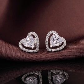 jiamiaoi 18 Carat White Gold Plated Stud Earrings Silver Women's Earrings Silver 925 with Stone Diamond Earrings Stud 3.5 cttw Earrings Cubic Zirconia Women's Earrings Silver Hanging, Sterling Silver,