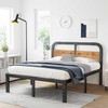 ZIYOO Queen Size Metal Bed Frame with Solid Wooden Headboard,