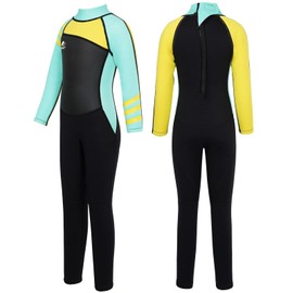 Gogokids Muta a maniche lunghe per bambini, in neoprene, 2,5 mm, con cerniera posteriore, mute termiche in neoprene, per bambine 2-10 anni, per nuotare, surf, immersioni
