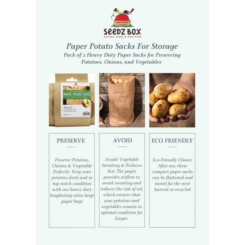 Paper Potato Sacks For Storage Container - Pack of 2