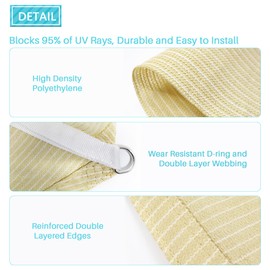 Coarbor 12'x12'x12' Sun Shade Sail Triangle Heavy Duty Fabric Cloth Screen for Patio Garden Yard Deck Pergola Canopy Water Permeable & UV Resistant (Beige)