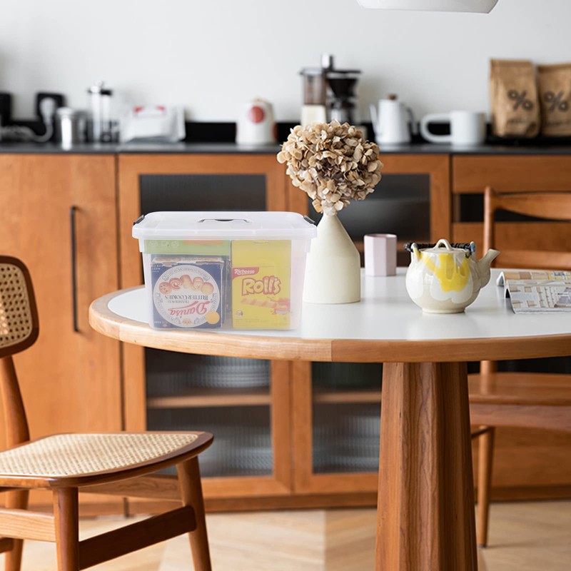 Tstorage 12 Quart Plastic Storage Bin with Lid, Clear Latch