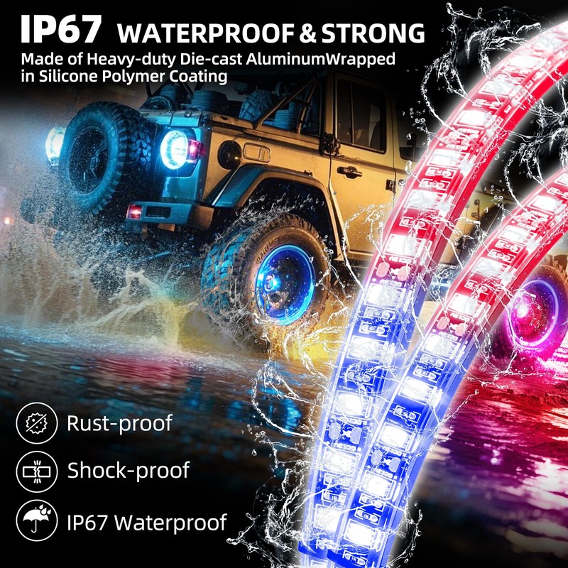 Tavaray 4PCS 14" RGB LED Wheel Ring Lights with APP