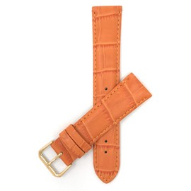 Bandini 20mm Womens Italian Leather Watch Band Strap - Orange - Alligator Pattern - Gold Buckle