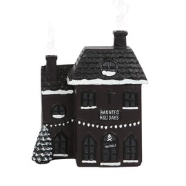 Haunted Black & White Holiday House Incense Cone Burner - 14cm x 12cm (1 Pc.) - With Spooky Haunted House Design, Perfect for Creating a Spooky Atmosphere, Ideal for Burning Incense Cones