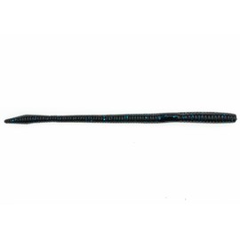 BAITFUEL T-Mac Durable Straight Tail Worm Infused with Supercharged X55 Formula Gel | 6.5-Inch, Black Blue Flake