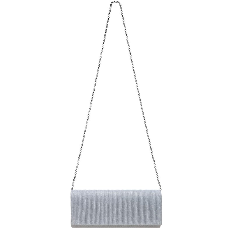 Caspar TA514 Elegant Women's Glitter Clutch Evening Bag, silver