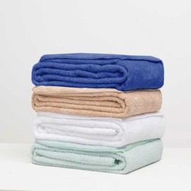 Slomebery- Bath Towels Set 4 Pack -Large Microfiber Bath Sheets Bulk,27 by 54 inch-Quick-Dry,Super Absorbent,Lightweight & Soft Machine Washing Bath Sheets （Deep Blue，White，Brown，Green）