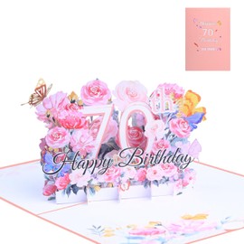 FloraVigo Birthday Card, Pop-Up Card, Anniversary, Flower Pop Up Greeting Cards, 3D Pop Up Card Birthday (Birthday Card for 70th Birthday)