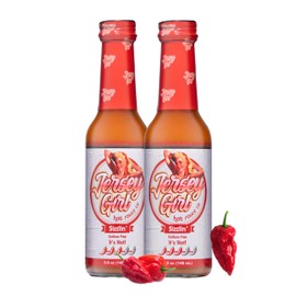 Jersey Girl Hot Sauce Co, Sizzlin' Original Spicy Hot Sauce (All Natural) & (Low Sodium) Crafted with Trinidad Scorpion, Long Hots, Habanero & More - 5 oz (Pack of 2)