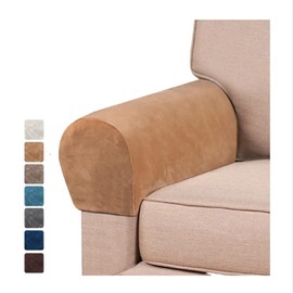 Stretch Armrest Covers Velvet Arm Covers for Chairs Couch Sofa Armchair Slipcovers for Recliner Sofa 2pcs (Leather)