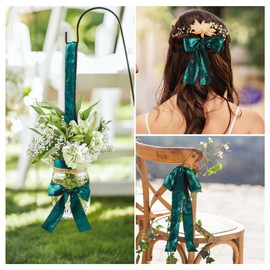 KISSITTY 15 Yards Green Frayed Ribbon 1-1/2 Wide Polyester Christmas Decorative Bouquet Fabric Raw Edge Ribbon for DIY Crafts Hair Bows Home Decorations Flowers Gift Wrapping