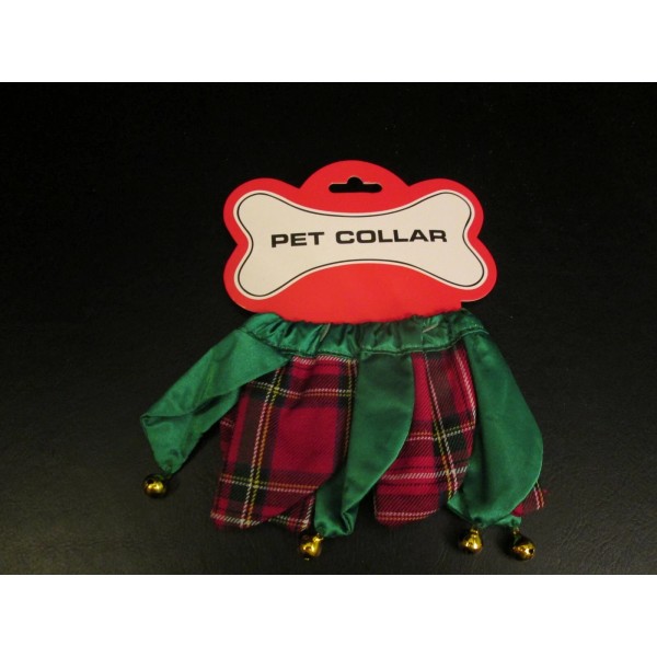 Unbranded Doggie Red and Green Plaid Collar with Bells, NWT