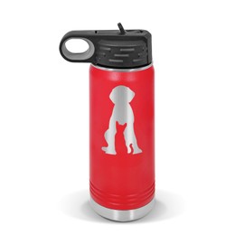 Cat Dog Water Bottle 20 oz - Laser Engraved w/Flip Top Removable Straw - Polar Camel - Stainless - Vacuum Insulated - Drinkware - Cats Dogs Love Kitty Puppy Rescue Adopt - Red