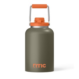 RTIC 1 Gallon Outback Jug, Stainless Steel, Insulated Water Bottle with Lid and Handle, BPA-Free, Double Wall Vacuum Insulation, Ceramic Lined, Trailblazer