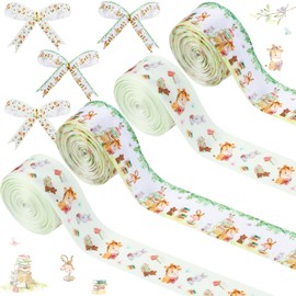 Cheerupp 4 Rolls Storybook Theme Ribbons, 20 Yards Craft Ribbons for Wreath Hair Bow Wrapping Gifts Packing, Book Reading Grosgrain Ribbons Birthday Wedding Gender Reveal Party Home Accessory Decor