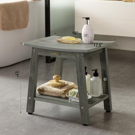 Shower Bench Seat, HDPS Shower Bench for Inside Shower, Waterproof Shower Stool for Shaving Legs, Foot Stool for Spa Bathroom, Shower Chair Seat, Weather Resistant/Non-Slip, Indoor/Outdoor Use, Gray