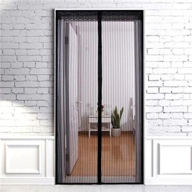 Magnetic Stripe Velcro Removable Entrance Screen Door 100x210cm Black