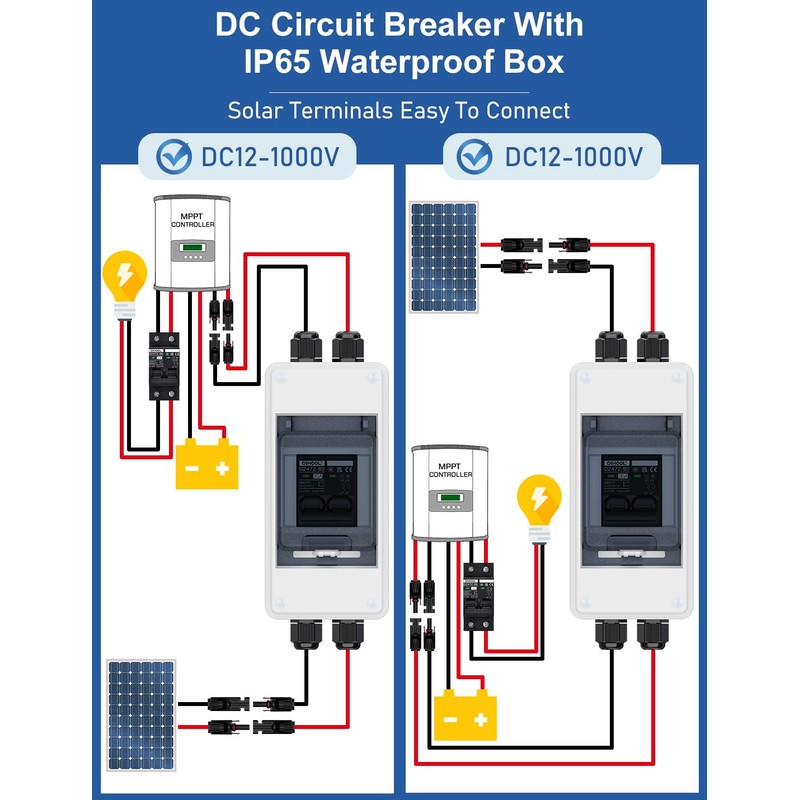 DIHOOL DC 1000V Circuit Breaker, Non Polarized, 30 Amp, 2