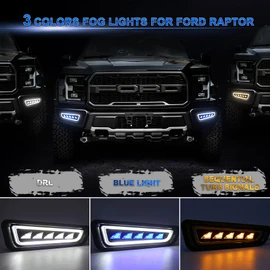 MOVOTOR Ford Raptor Fog Lights with Ice Blue LED Amber Sequential Turn Signal Waterproof Raptor Bumper Lights Compatible with Gen 2 Ford Raptor 2017 2018 2019 2020