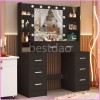 Yamissi Makeup Vanity Desk with Mirror & LED Lights Dressing