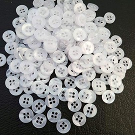 MajorCrafts® 120pcs 10mm Clear White Pearlescent 4 Holes Small Round Resin Sewing Buttons Craft Embellishments