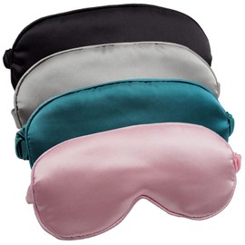 LERSVICVIL Pack de 4 máscaras de seda para ojos de satén suave con correa elástico para ojos de noche, sombra de ojos de viaje, para mujeres y hombres