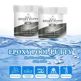 Epoxy Putty - 16oz / 450g Pool Putty, 2 in 1 Underwater or Above Fast Repair, Fix Leaks, Cracks, Filling, Sculpting - 2 Part Epoxy Sculpt Clay for Metal, Tile, Concrete, Plastic, Ceramics (Grey)