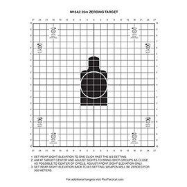 PlusTactical M16A2 25 Meter Zeroing Target On EZ Peel Notepad (White, 50)