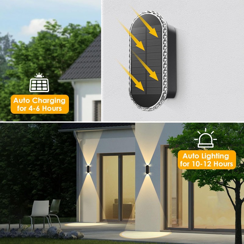 Solar Fence Lights Outdoor - 3000/4000/6000K 3 Modes,Up & Down