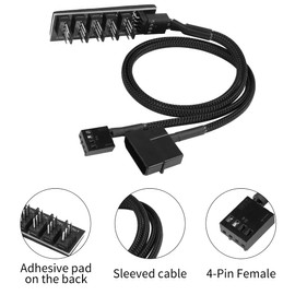 YACSEJAO 4 Pin PWM Fan Hub Spliiter, Sleeved 1 to 5 Way PWM PC CPU Cooling Fan Splitter Cable for computer PC Fan Cable