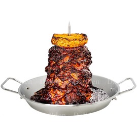 Dallden BBQ Vertical Skewer Al Pastor for Grill-Vertical Spit with 13" Base Pan for Tacos Al Pastor, Vertical Rotisserie Shawarma-Grilling Accessory with 3 Spikes (8”,10" and 12”)