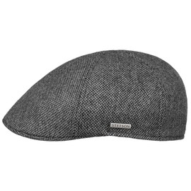Stetson Texas Fine Herringbone Flat Cap Peaked Cap Men's – Made in the EU with Peak, Lining, Lining Autumn Winter, anthracite-grey