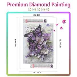 AZQSD Diamond Painting Kits for Adults Beginners Butterfly Diamond Art Kit AB Diamond Painting Full Drill Round 5D DIY Home Wall Decor 12x16inch/30x40cm