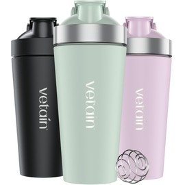VETAIN Stainless Steel Shaker 700 ml - 100% Leak-Proof - Premium Protein Shaker with Mixball - Exterior Engraved Measuring Scale - Free from BPA & DEHP - Dishwasher Safe, Robust and Durable - Mint