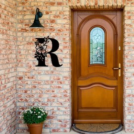 Metal Name Sign,Initial Welcome Letter Monogram Wall Decor,Wall Art Last Name Signs,Garden Door Decor for Outside,Wedding,House Warming Gift,12 inch in Height (Letter R)