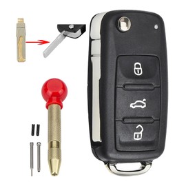 3 Buttons For VW Key Fob Volkswagen VW Golf MK6 Key Fob 2017 VW Caddy Key Case Transporter T6 Tiguan Polo Skoda Octavia Key Shell Key Fob Replacement with Pin Removal Tool VW Key Blade Pin