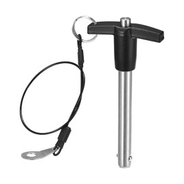 DTGN 9.5mm x 70mm (DxL) T-Handle Quick Release Pin - For Quick Connecting Components - Ball Locking Pin 304 Stainless Steel with Push Button - Black/Silver