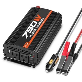 POTEK 750W Car Power Inverter DC 12 V to AC 110V Dual AC Charging Ports / 2A USB Ports for Laptop, Smart Phone