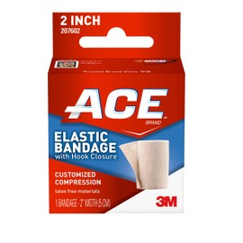 ACE 2 Inch Elastic Bandage with Hook Closure, Beige, No Clips, Great for Wrist, Foot and More, 2 Count