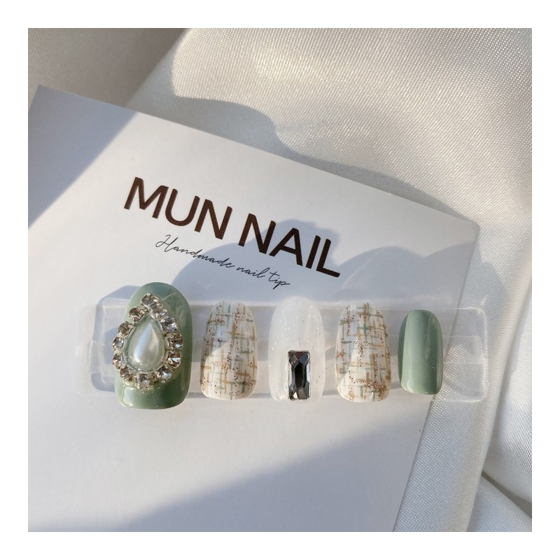 MunNail Pearl Tweed Nail Tip - Square / MunNail 진주