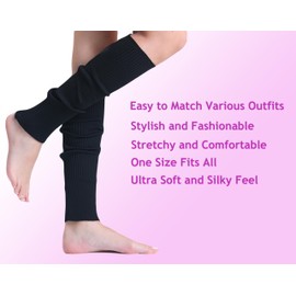 AWS/American Made Luxury Knitted Leg Warmers for Women Soft Cozy and Stylish 1 Pair (Black)