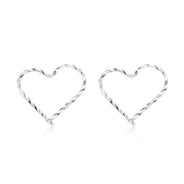 Solid Silver Heart Hoop Earrings; Sterling Silver Heart Shape Hoops;, 11mm, Sterling Silver, No Gemstone