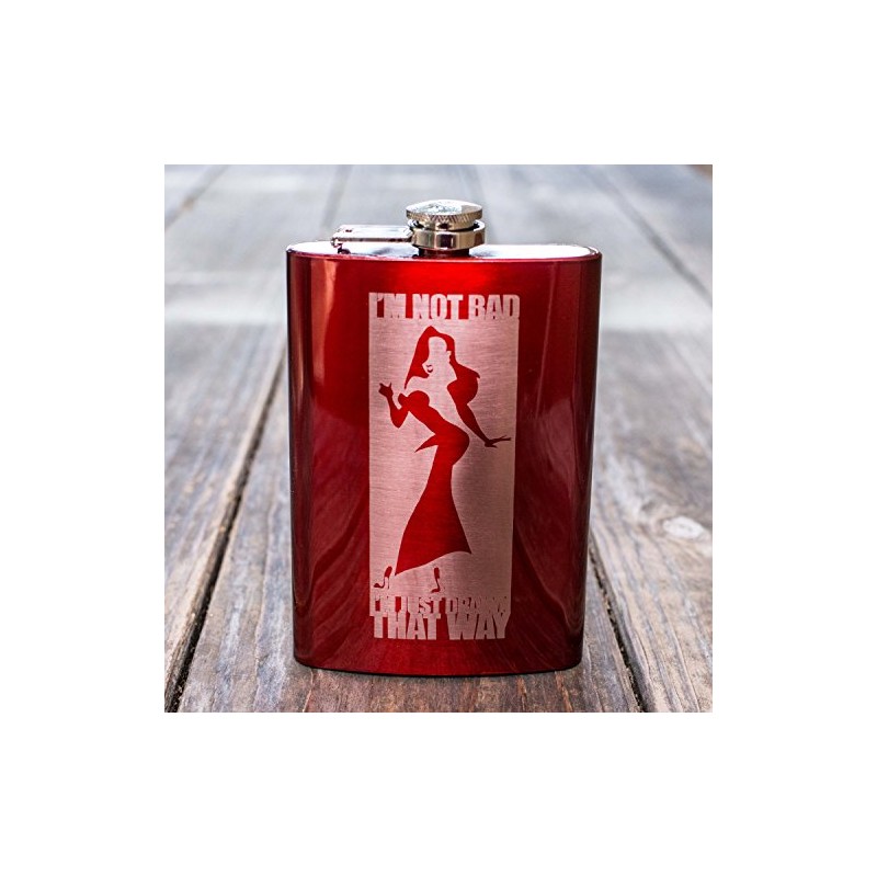 8oz RED I'm Not Bad Flask
