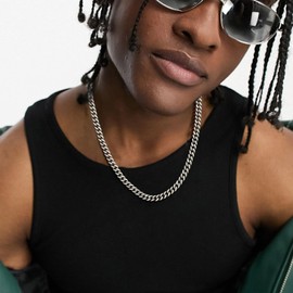 Stainless Steel Curb Cuban Chain 6mm 18inch Mens & Womens Necklace Silver Color