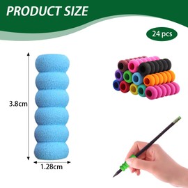 TRKETK Pack of 24 Pen Grips Foam Non-Slip Pen Grips Pencil Writing Aid Pencil Protective Case Accessories for Comfort Handwriting Grip for Children Students Adults