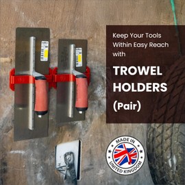 TradeTidy Trowel Holders, Tool Storage for Van and Garage, Designed to Hold Most Plasterers Finishing Trowels and Floorlayers/Tilers Notched Trowels. ABS Plastic Built, Pack of 2, Colour - Red